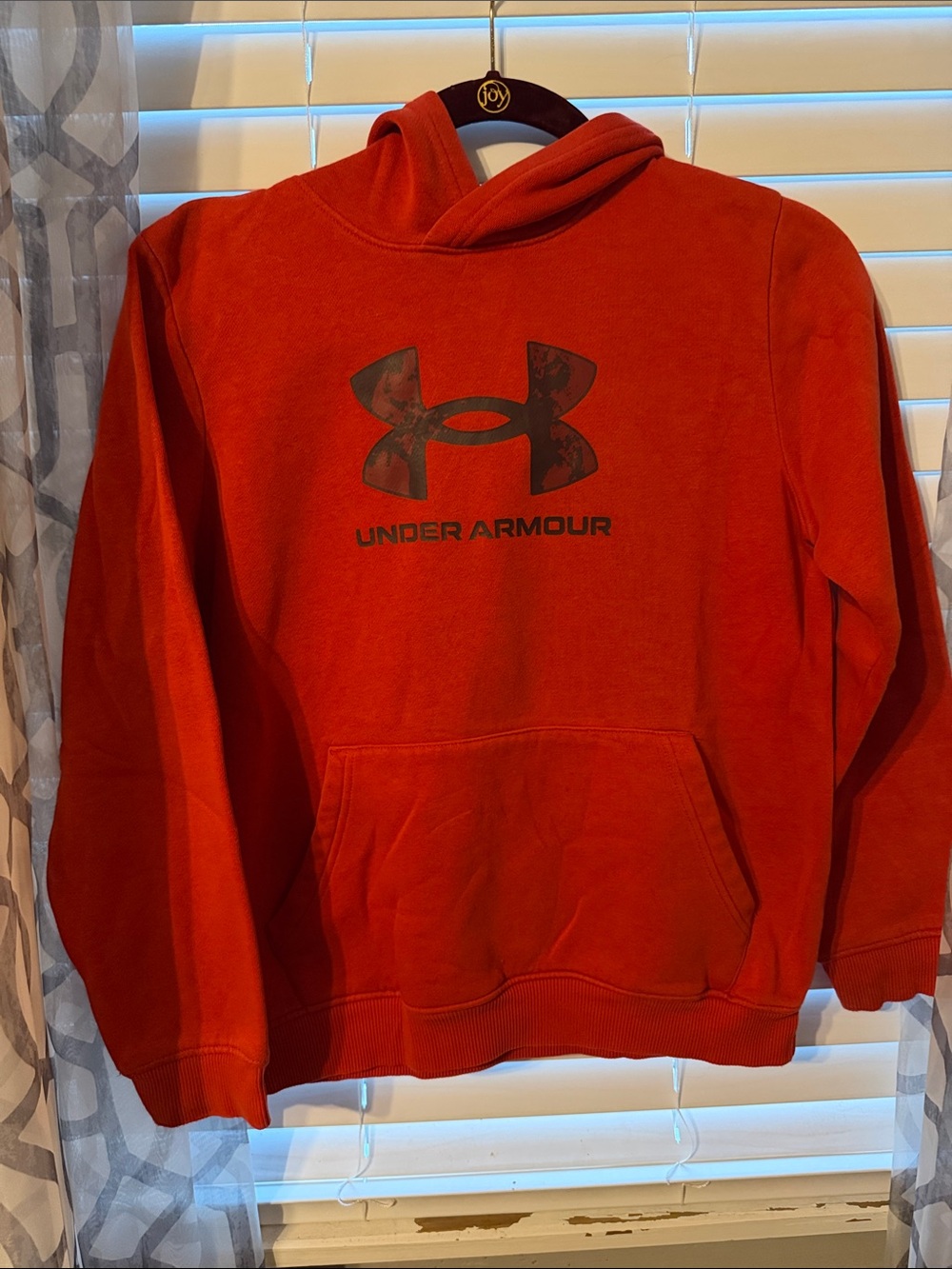 Under Armour Youth Orange Pullover Hoodie with Logo